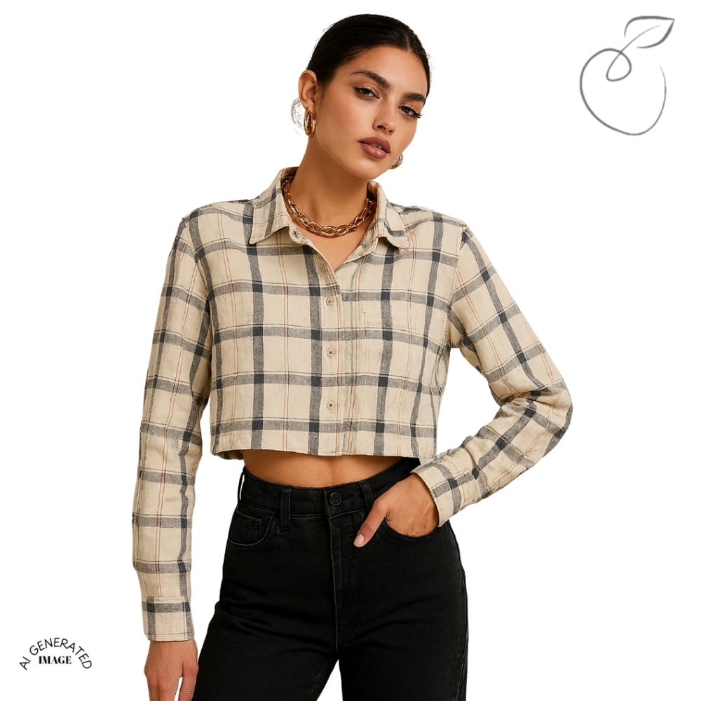 LUCKY BRAND PLAID RAW EDGE BUTTON DOWN SHIRT SZ M
